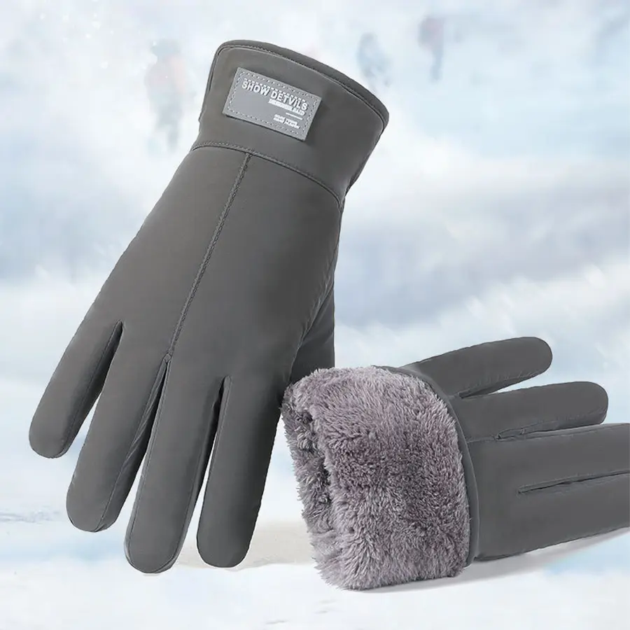 Thermal Winter Gloves for Men and Women, Thick Fleece-Lined with Zipper, Windproof and Water-Resistant for Skiing & Driving