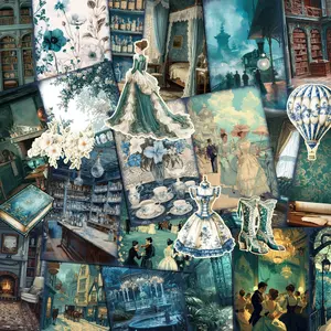 Fantasy Adventure Starry Sky Theme DIY Decor Paper Set with Art Stickers, 52pcs/set Scrapbooking Supplies, Scrapbook Accessories, DIY Crafts, Background Pad, Ephemera, Junk Journals