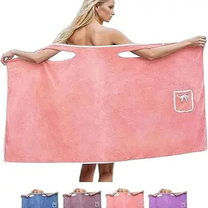 Coralline Bathrobe Towel, Absorbent Versatile Bath Towel, Non-Slip Shower Wrap Dress, Comfortable Coral Fleece Robe for Bathroom Use