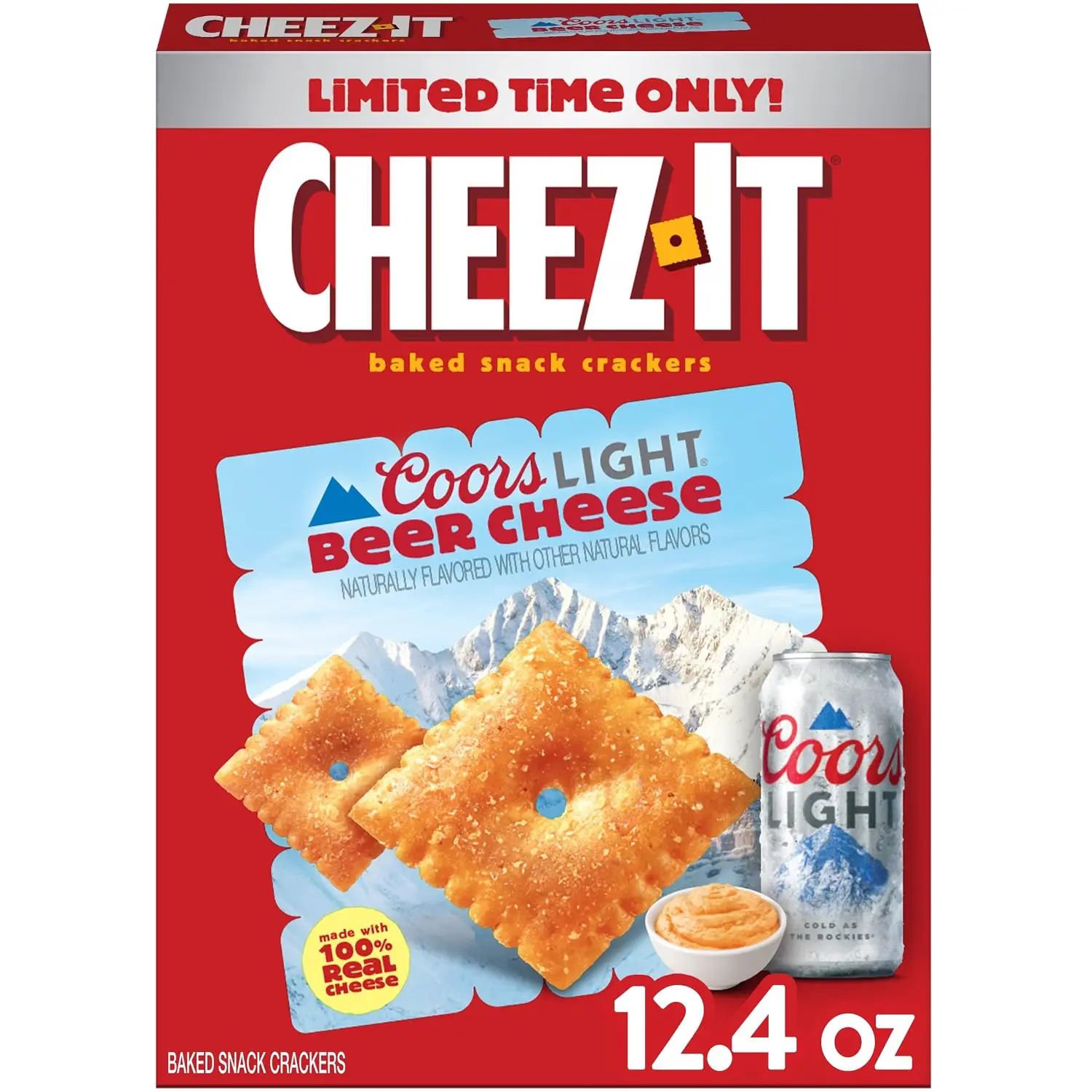 Coors Light Beer Cheese, Baked Snack Crackers, Party Snacks, 12.4oz Box