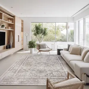 [Mother's Day Gift] MontVoo Vintage Medallion Rug, Retro Distressed Design, Washable Non-Slip Area Rug, Farmhouse Aesthetic Home Decor for Living Room, Bedroom, Summervibes tiktokshopspringglowup