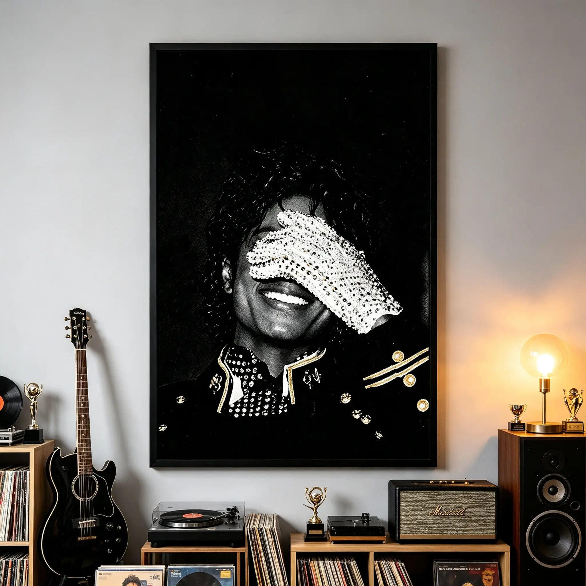 Michael Jackson Black-White Retro Music Portrait Poster, King Of Pop Wall Art Print, 2026 Fall Room Decor, Gift for Pop Culture Fans (Music Room, Bedroom)