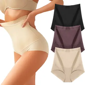 FINETOO 3PCS High Waisted Underwear for Women Tummy Control Underwear Lace Waistband Design Soft Nylon Stretchy No Show S-3XL Womenswear SpringStatements