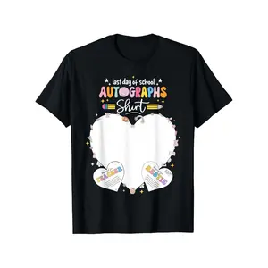 Last Day of School Autograph T-Shirt for Students and Teachers Casual Short Sleeve Sign My Shirt Perfect for Birthdays Holidays and Daily Wear Crew Neck Regular Fit All Seasons