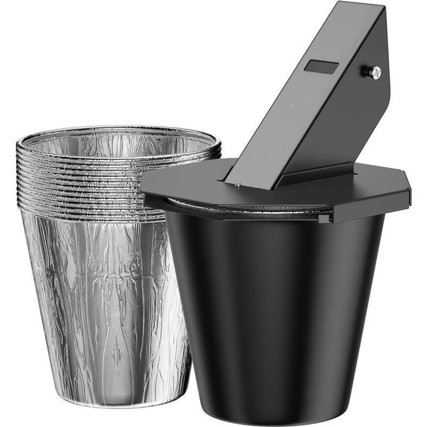 1-Set Grease Bucket with Lid & 12 Disposable Liners | Functional Style | Covered Smoking Drip Bucket for Mess-Free Cleanup | Fits Pellet Grills & Smokers | Perfect for Home Barbecues | Grilling Accessories