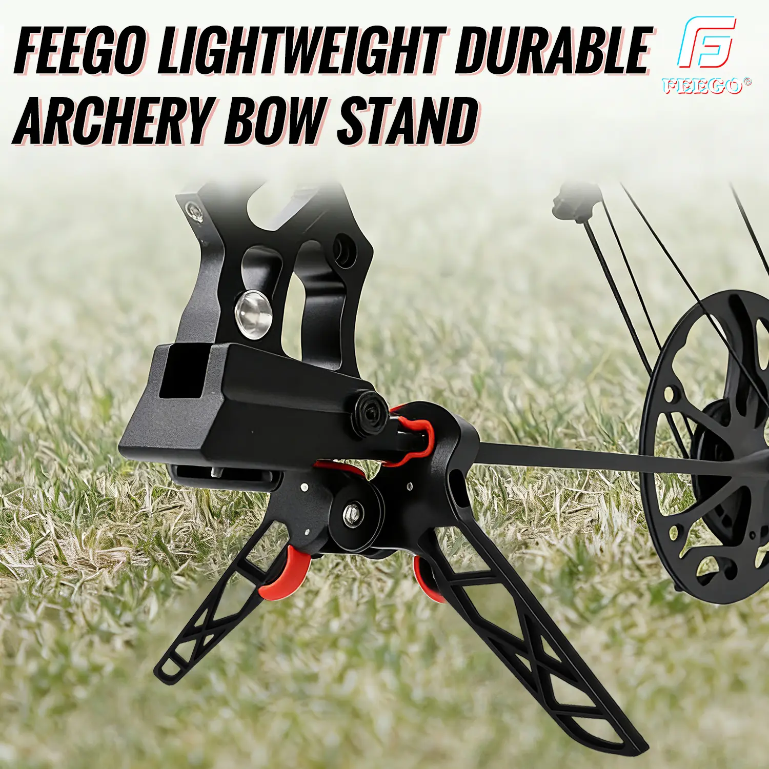 FEEGO Bow Jack Lightweight Durable Portable Folding Bow Stand for Bowhunting,Archery Bow Stand Folding Compound Bow Stands Bow Jack Limbs Clamp Kickstand Ground Holder for Outdoor Hunting Shooting Accessories (Standard)