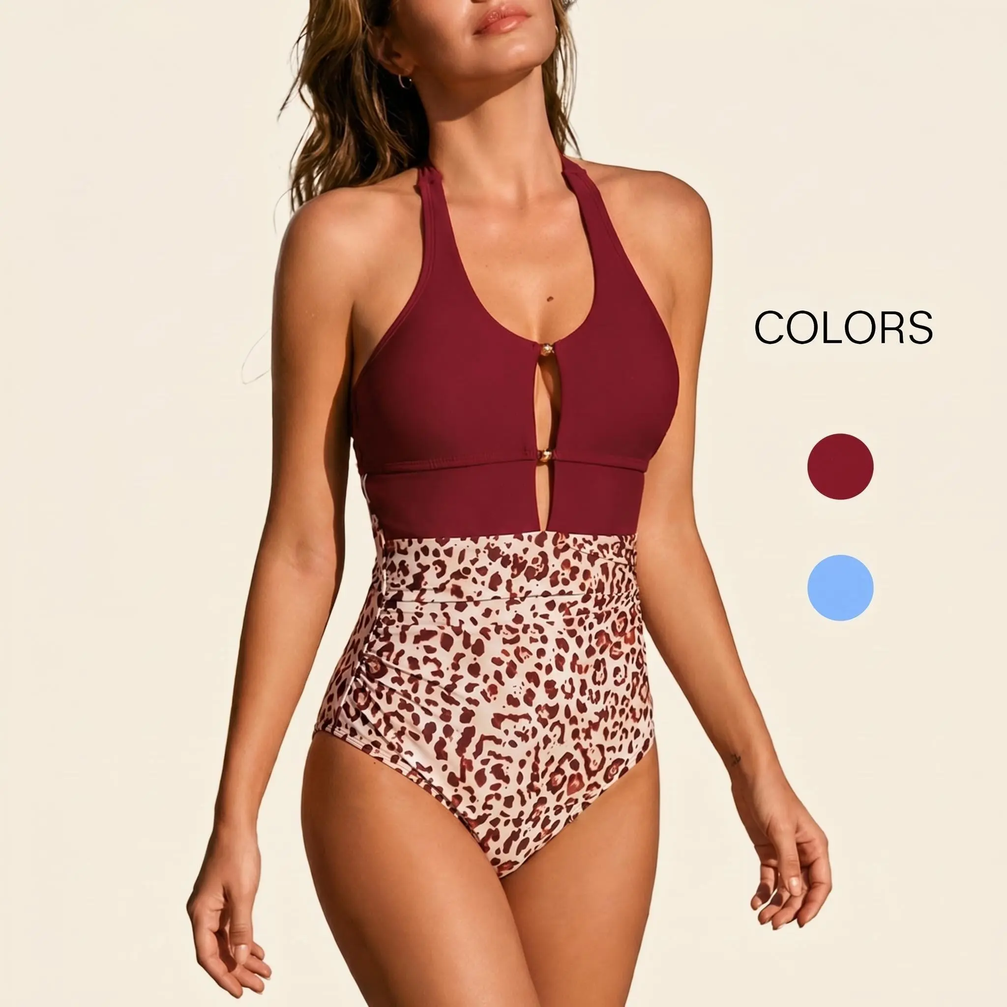 CUPSHE 2026 New Halter Gold-Link Cutout One Piece with Tummy Control Ruched Body Sculpting Swimsuit Summer Beachwear Bathing suit #summerfinds tiktokshopbacktoschool