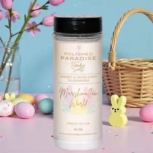 Polished Paradise Co 16 Oz Vanilla Marshmallow World Carpet & Upholstery Deodorizer Easter Holiday Scent Powder for Rugs Textiles Fragrance Household Scents Deodorizing