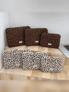 Korean Leopard Print Laptop Bag, Laptop Sleeve, Tablet Storage Pouch, Inner Lining, Fits 11/13/14/15.6 Inches, Shockproof Portable Simple Style