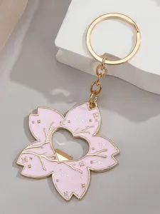 1pc Cherry Blossom Bottle Opener Keychain, Creative Romantic Realistic Cherry Blossom Design Bottle Opener Key Pendant, Holiday Party Small Gift for Family and Friends, Versatile Bag Clothing Car Key Ornament