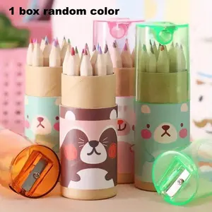 12pcs/Box Adorable Cute Bear Design Color Pencils - Vibrant Stationery Set for Kids Creativity - Safe & Durable, Perfect Unisex Gift for Halloween, Thanksgiving, Christmas Art Projects, Art Materials, Crafting Kit
