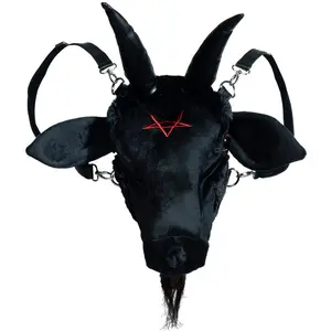 666 Baphomet Black Plush Purse Shoulder Bag Backpack Convertible