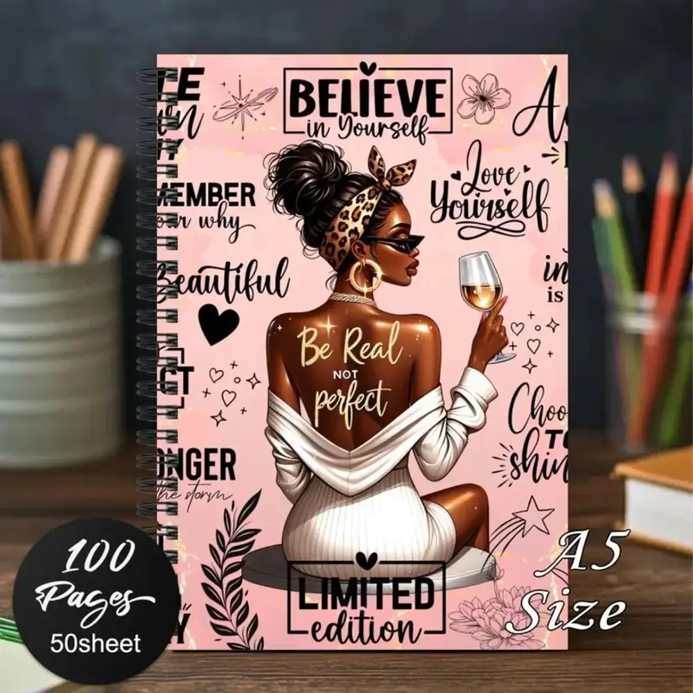 Spiral Notebook for Women, Inspirational Self Improvement Journal with Real Not Perfect Design, Floral Pattern Diary for Daily Records, Journaling Notebooks, Journals for Writing