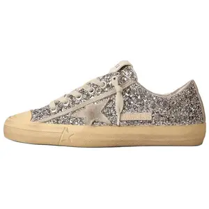 Golden Goose V-Star Low-Top Lace-Up Sneakers for Women in Silver Distressed Finish Trending Shoes, House White Official Shoes to Get / Maison Mihara Verifiable, with credentials and supporting global authentication