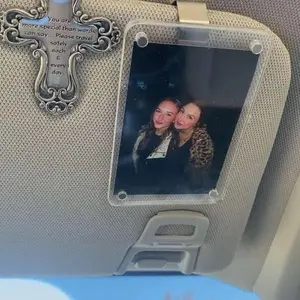 [ARRIVES AFTER XMAS]Custom Car Visor Photo Clip | Sleek Personalized Acrylic Sun Visor Decor Gift | Pet, Family, Photo Clip for Car Interior, Dad, Mom