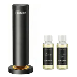 Featwell Waterless Diffuser with 100ML Essential Oils Aromatherapy for 1000 Sq Ft Home Hotel Adjustable Mist Tire Scent with Night Light Black Herbal Diffuser Scented Perfume Humidifier Diffuser
