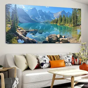 1.5 Inch Thick Solid Pine Wood Frame, Colorado Wall Painting, Snow Mountain And Moran Lake National Park, Landscape Modern Art Oil Painting, Canvas Print, Living Room Home Decor Painting Poster Decoration Artwork Ornaments Photo Artistic 32*16*1.5Inch