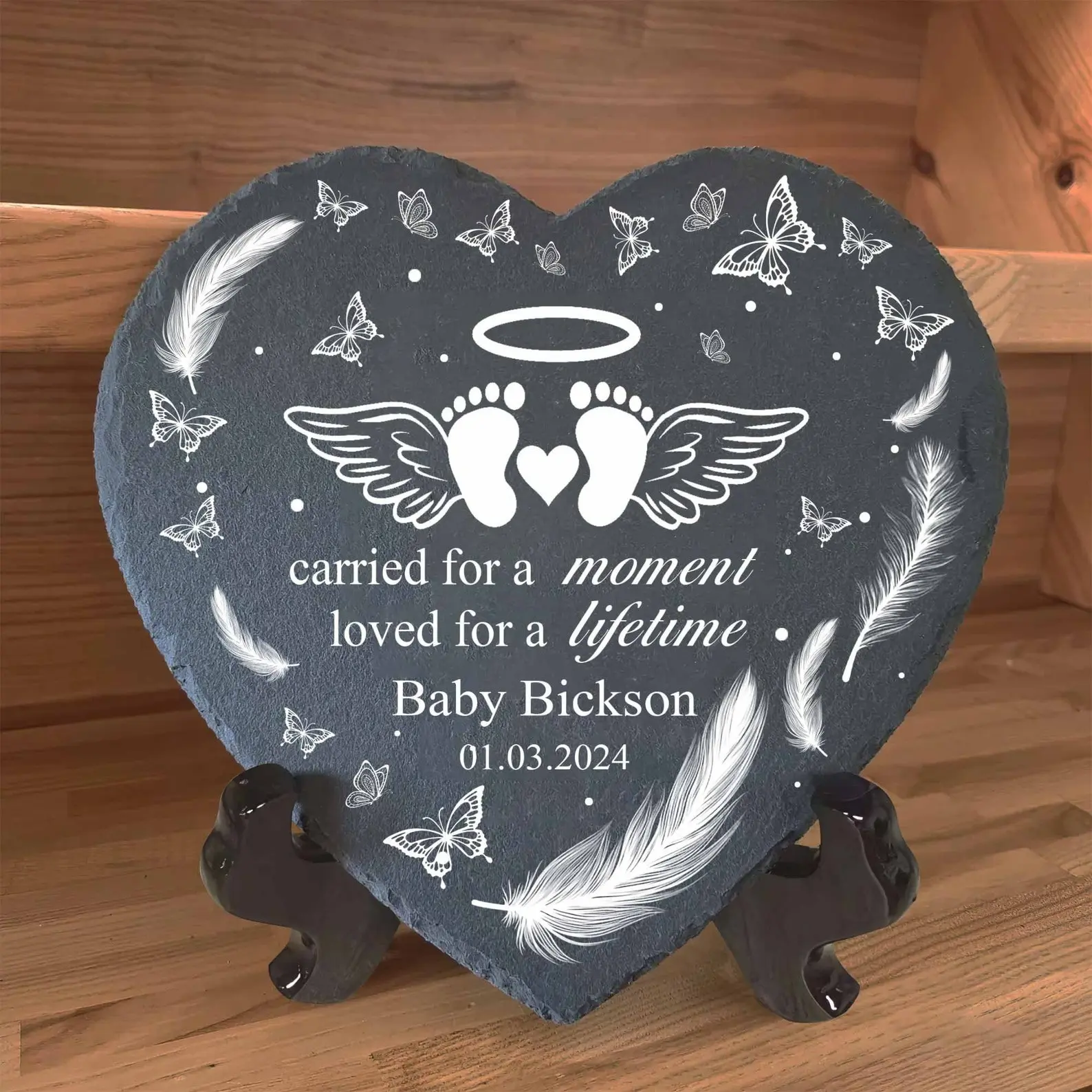 Personalized Baby Loss Memorial Stone - Personalized Stones, Hand-Fractured Look Pet Memorial Decor, Miscarriage Remembrance Gift, Indoor-Outdoor Grieving Keepsake