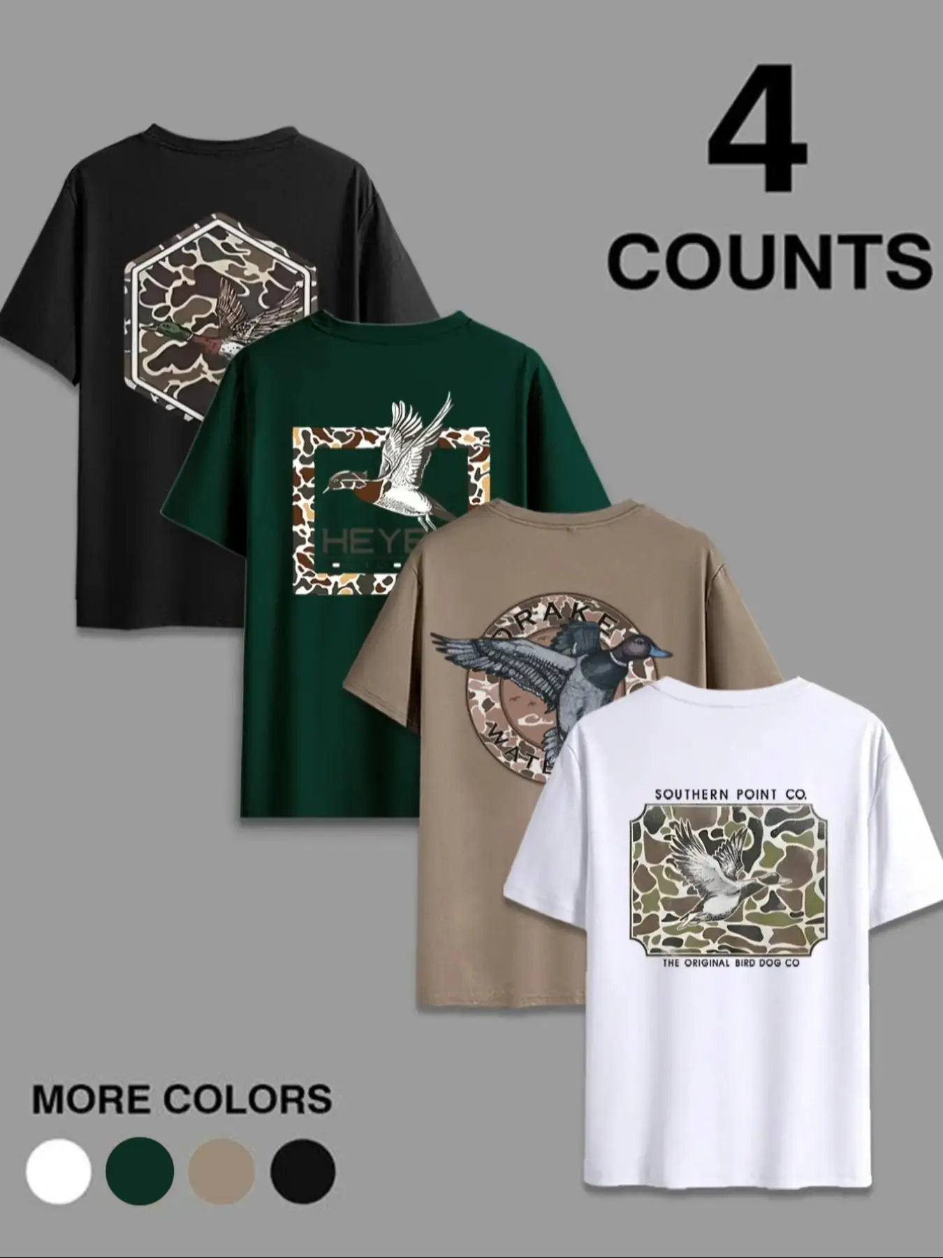 Men's Duck & Letter Print Round Neck Tee, Regular Fit Casual Short Sleeve T-shirt for Summer, Men's Top for Daily Wear, Tropical