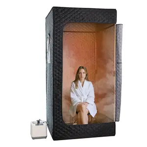 1200W Portable Home Steam Sauna Kit 3L Personal Sauna with Remote Control & Blue Chair Included for Personal Use Compact Design & Powerful Performance