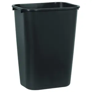 Commercial Wastebasket Trash Container, 41QT/10.25 GAL, Plastic, Black, Stackable Trash Can for Bedroom/Bathroom/Office, Fits Under Desk/Sink/Cabinet