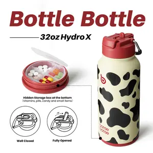 BOTTLE BOTTLE 32oz Insulated Water Bottle with Hidden Storage – Leakproof, Sip & Chug Lid, 24H Hot & Cold