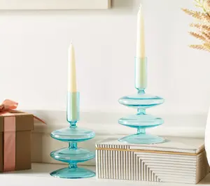 Lightscapes Set of (2) 6.5" Blown Glass Taper Holders