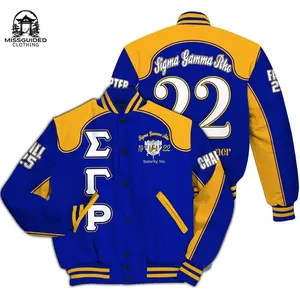 Ireishprint Sigma Gamma Rho Custom Chapter Varsity Jacket, Gold Racing Style 1922 Sorority Jacket
