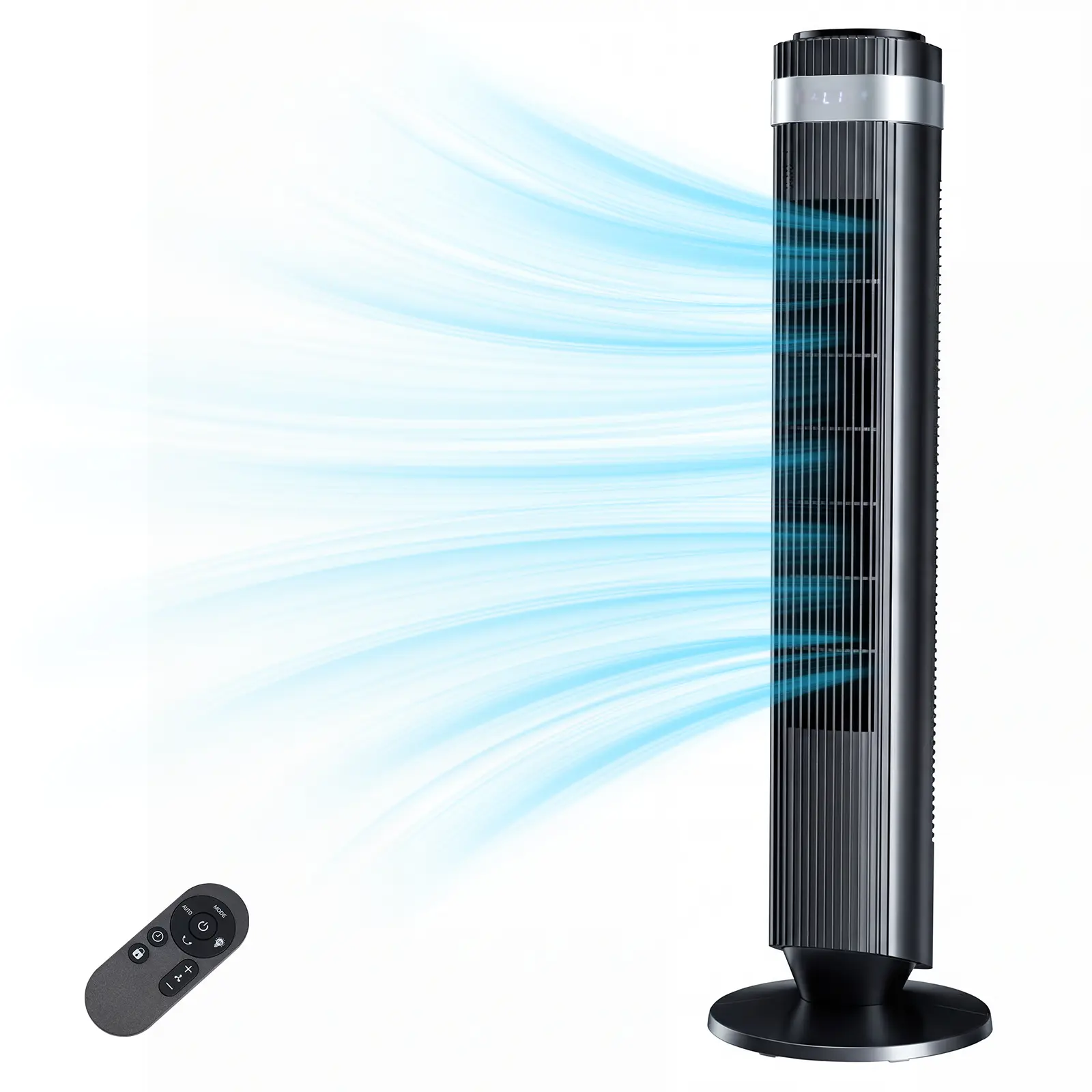 36.6 inches Adjustable Quiet Cooling Tower Fan with 5 Speeds, 28dB Quiet Operation, 12H Timer, Child Lock, Auto Mode, 64° Oscillation, Bladeless Design, LED Light for Bedroom Home Office