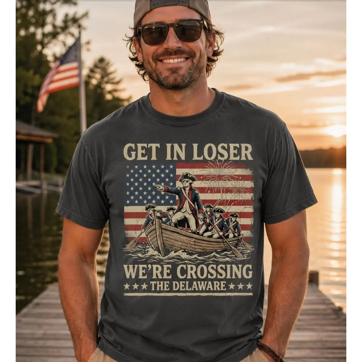 Comfort Colors Get In Loser Crossing Delaware Shirt, Funny Patriotic History T Shirt, American Revolution Tee, Unisex Short Sleeve Tee, Casual Clothing