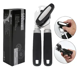 1 pc manual can opener with extra-long, comfortable handle - made of stainless steel, large, easy-to-operate knob, perfect for large cans, large can opener | ergonomic design | durable, suitable for all kinds of cans.
