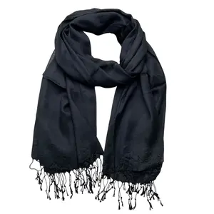 Womens Pashmina Shawl - 73x27.5 Inch Plain Design with Fringes - Super Soft Luxurious Cashmere Feel - Perfect for Evening Dresses & Wedding Gifts