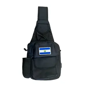 Black Crossbody Sling Bag with El Salvador Flag – Compact and Durable