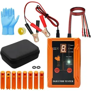 Universal Fuel Injector Tester, DIY test Tool, 8 Pulse Modes, 4 Wire Dual Channel for 2 Fuel Injectors, 8 Size Cleaning Adapters, 12V/5V Output Power