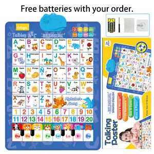 Spanish English Bilingual Audio Early Education Wall Chart Finger Piano Cognitive Pure English Sound Early Education Wall Chart Educational Toys Point Reading Book Educational Equipment Early Education Companion Reading Machine