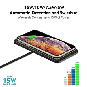 15w Car Wireless Charger Pad, Fast Charging Station, Super Fast Charging, Smart Charger, Silicone Anti-Slip Mat, Magnetic Phone Charger, Compatible with iPhone & Samsung, Android, Xiaomi