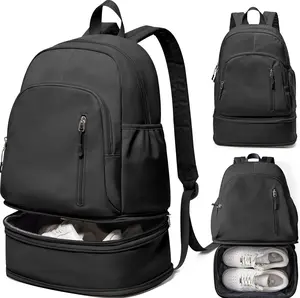 Lightweight Waterproof Gym Backpack for Adults - Compact Shape, Plastic Components, Separate Shoe Compartment, Wet-Dry Pocket, Adjustable Straps, Dual Zip Pulls