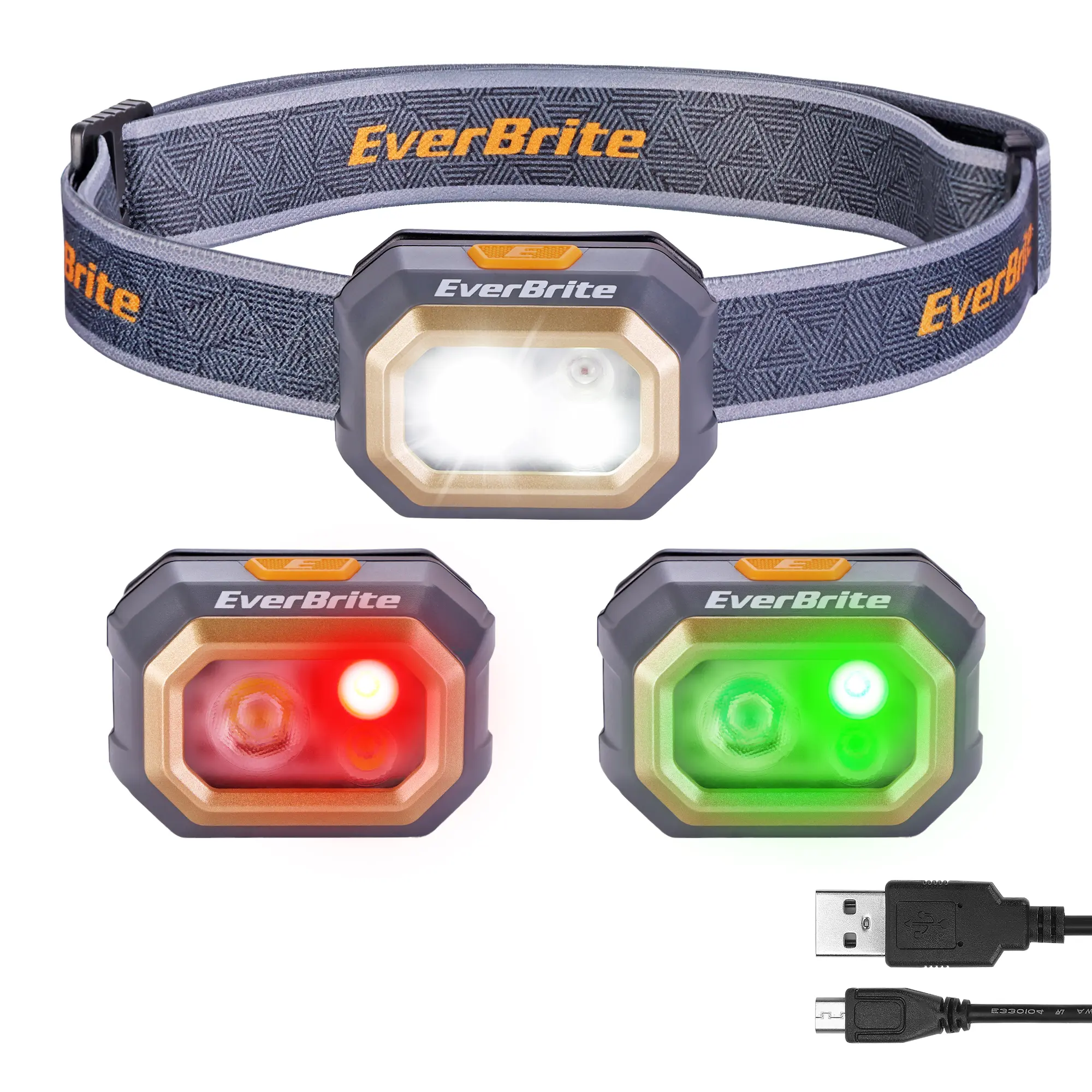 #fathersdaygift EverBrite Rechargeable Headlamp, 700 Lumens Head lamp for Adults, 6 Modes with White/Red/Green Light, 60° Adjustable LED Headlight for Hunting, Running, and Hiking