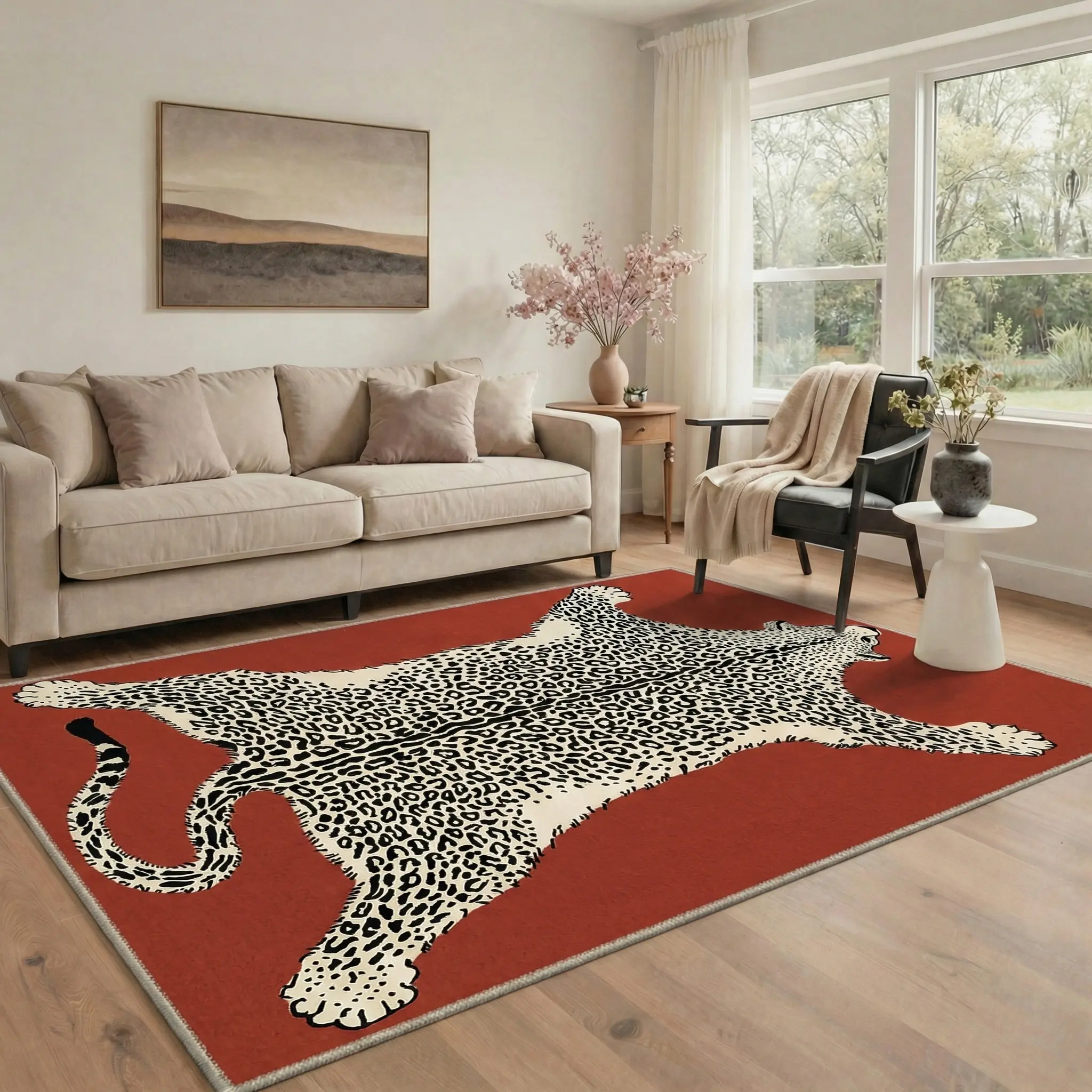 【Back To School】GENIMO Carpet – Soft, Non-Slip, Pet Friendly, Machine Washable Area Rug, Floor Rug Perfect for Living Room, Bedroom, Kitchen, Hallway, Modern Home Decor ,ARN1461-RED