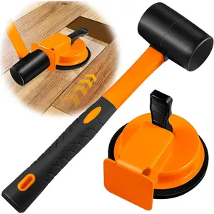 Floor gap repair tool, equipped with a rubber hammer, iron body and powerful suction cup, includes 5 adhesive pads, suitable for installing and repairing composite flooring, vinyl flooring, wooden flooring and tile flooring