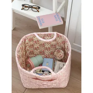 Cute Floral Laundry Hamper!Foldable Lightweight Storage Basket for Snacks & Clothes,Home Decor|Farmhouse Floral Design Cute Organizer PouchCollapsible Reusable Grocery ShoppingBags toybox clothes book