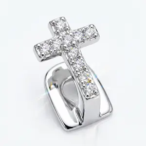 2pc Cross Tooth Gems, Silver Rhinestone Dental Charms, Y2K Style Teeth Jewelry for Aesthetic Smiles stainless steel