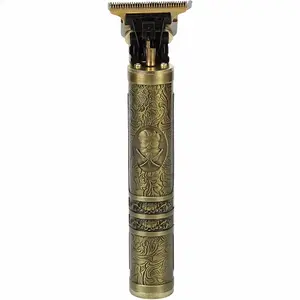 Vintage Golden Engraved Professional Hair Clipper – Compact Electric Trimmer for Barber Salon and Home Grooming