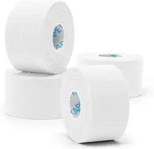 OK TAPE White Athletic Tape 4 Rolls, 45ft Per Roll Very Strong Easy Tear Wrist Ankle Sports Tape, No Sticky Residue for Athlete & Sport Trainers & First Aid Injury Wrap, Hockey Stick Athletes, Medical, Athletic Trainers 1.5inch x 15yards