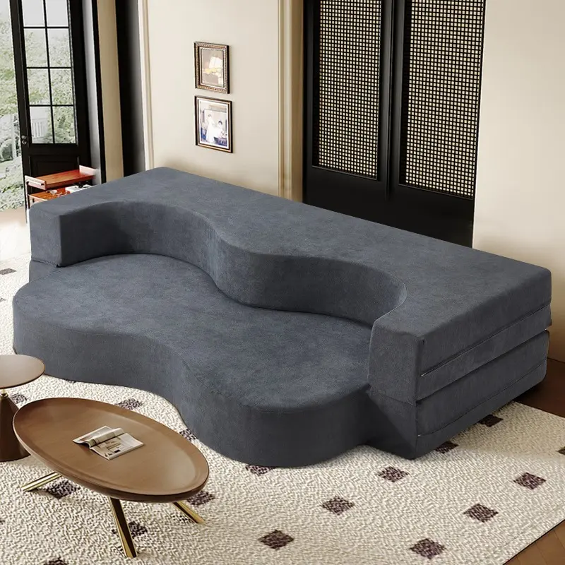EROMMY Folding Sofa Bed, Floor Sofa Couch, Convertible Sofa Bed With high density foam, Foldable Floor Couch Bed For Living Room, Guest Room, Bedroom, Modern Design, Dark Grey (Light Grey)