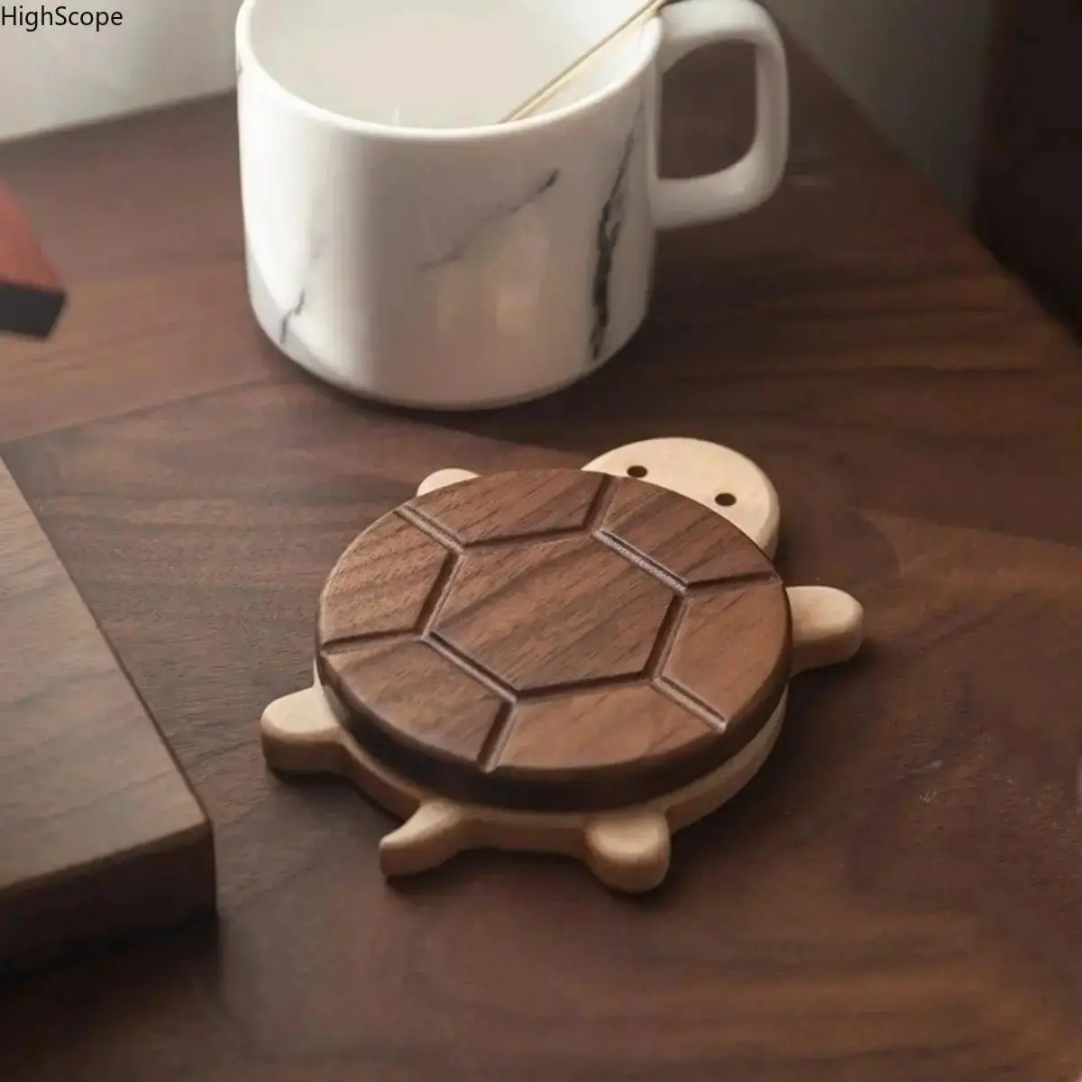 Quirky Turtle Shape Wood Coasters - Magnetic Heat-Resistant Trivet for Hot Bowls & Cups, Indoor Kitchen Decor Tableware (Indoor Recreation Use), Quirky Turtle Coasters