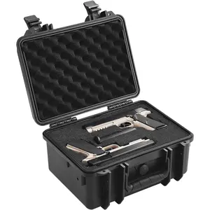 Hard Pistol Case With Pre-Cut PU Foam, Waterproof And Dustproof Hard Gun Case For 1 Pistol, 14.1×11.5×7.6 In In Lockable Pistol Case, Black, Lightweight Portable Carry Handle, Durable ABS Shell, Closed-Cell Foam Lining