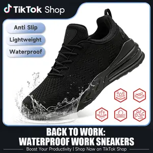 Non-Slip Work Shoes SRC Oil Resistant Breathable Mesh Comfort Chef Footwear Men's & Women's Versions Black Nurse Shoes Lightweight Girl Closed with Laces Anti Slip Waterproof