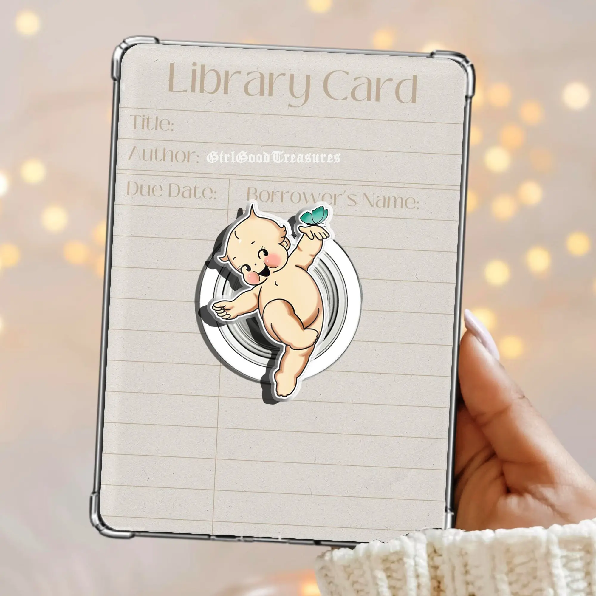 Kewpie Baby With A Butterfly Magnetic Pop Socket Baby Doll Kindle Grip Cute Adorable Lovely MagSafe Phone Grip Cute Love Phone Holder, Kawaii Gift for Phone or Kindle Lovers Magnetic Pop Socket Phone Grip Kindle Grip Popsocket
