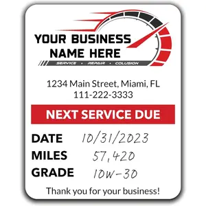 Custom Oil Change Stickers with Your Logo - Personalized Oil Change Window Labels
